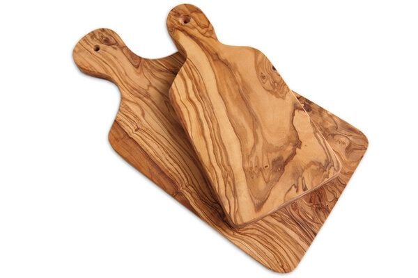 Olivenholz erleben Kräuter- und Schneidebrett (30 cm) als 2er Set aus Olivenholz von Olivenholz erleben