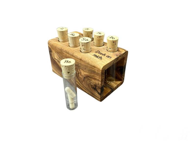 Olivenholz-erleben Pillendose Tablettenbox "Seven Days" aus Olivenholz (8 St) von Olivenholz-erleben