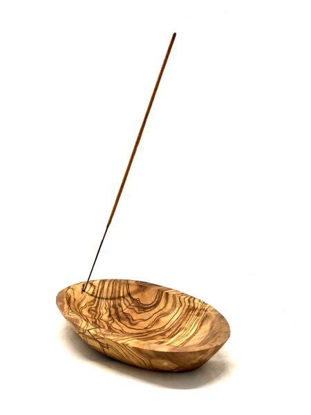 Olivenholz erleben Räucherschale oval glatt 16cm, rustikal 16 cm oder oval 25 cm aus Olivenholz von Olivenholz erleben