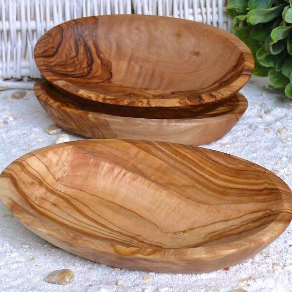 Olivenholz erleben Schälchen oval im 3er Set (3x mittel) aus Olivenholz von Olivenholz erleben