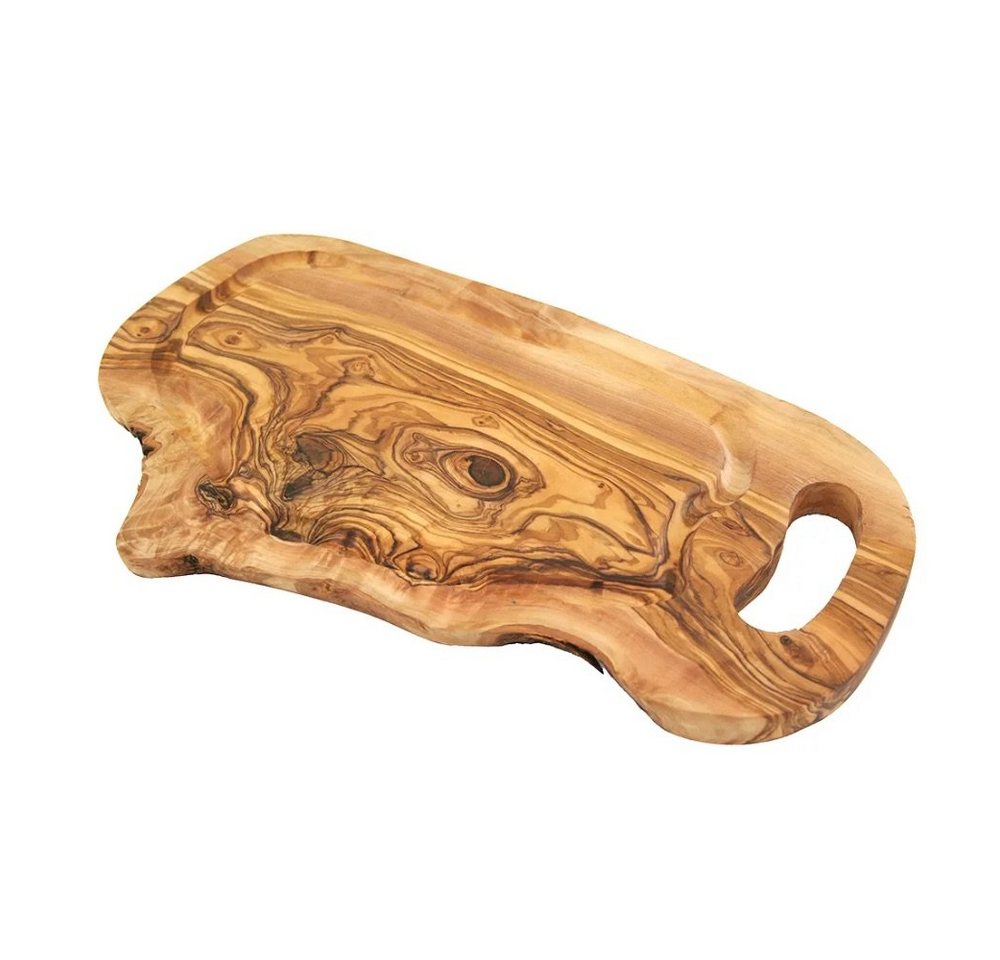 Olivenholz-erleben Schneidebrett Steakbrett naturell mit Lasche und Saftrille Länge ca. 45 – 49 cm, (1-St), Schnittfest. Antibakterielle Wirkung des Olivenholzes Olivenholz-erleben Schneidebrett Steakbrett naturell mit Lasche und Saftrille Länge ca. 45 – 49 cm, (1-St), Schnittfest. Antibakterielle Wirkung des Olivenholzes von Olivenholz-erleben