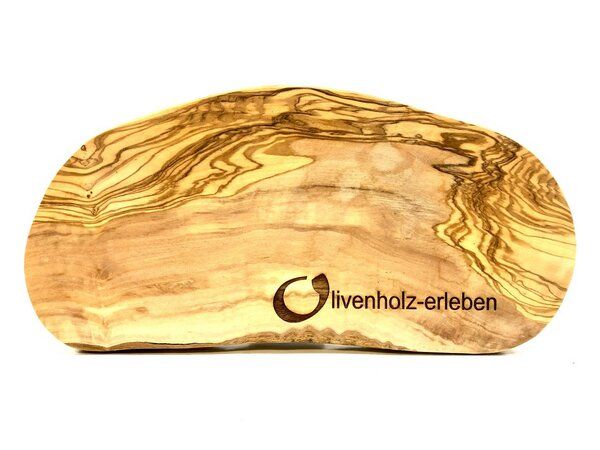 Olivenholz erleben Schneidebrett aus Olivenholz mit rustikalem Rand von Olivenholz erleben