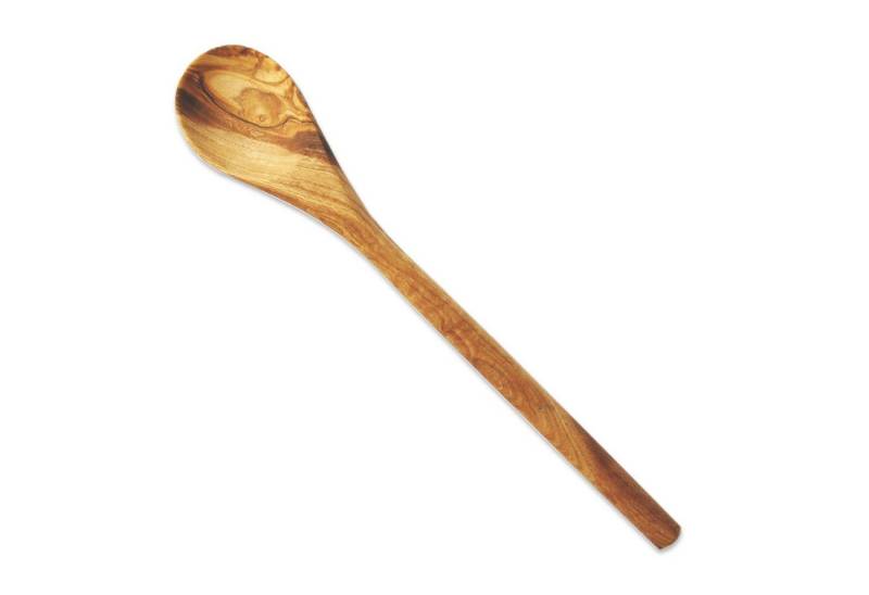 Olivenholz-erleben Servierlöffel rund aus Olivenholz – Länge ca. 30 cm, robust & stilvoll, Runder Kochlöffel – perfekt zum Rühren und sanften Arbeiten in Töpfen von Olivenholz-erleben