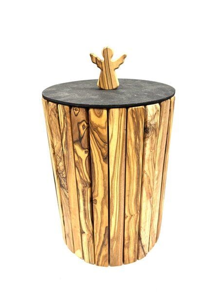 Olivenholz erleben Urne "RONDO" aus Olivenholz von Olivenholz erleben