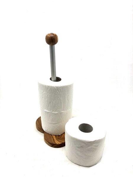 Olivenholz erleben WC-Rollenhalter KLASSIK & DESIGN mit Sockel in Herzfrom aus Olivenholz von Olivenholz erleben