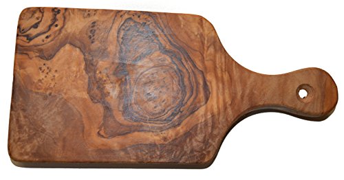 Servier- und Schneidebrett Brotzeitbrett Olivenholz Frühstücksbrett Käsebrett Tranchierbrett Unikat (Klein: ca. 21,5 cm x 10 cm) von Olivenholz