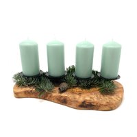 Kerzenhalter Flamma Für 4 Kerzen, Sockel Rustikal Aus Olivenholz von Olivenholzerleben