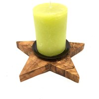 Kerzenhalter Sternform Olivenholz Kerzenständer Stumpenkerzen Adventsgesteck Geschenk Unter 20 Euro Handgearbeitet Natürliches Ambiente von Olivenholzerleben