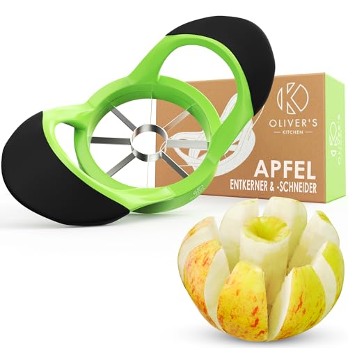 Oliver's Kitchen ® Apfelentkerner - Apfelschneider - Dieses zeitsparende Gerät schneidet mühelos Äpfel & Obst - Keine Messer mehr nötig - Komfortabler rutschfester Griff - Spülmaschinenfest von Oliver's Kitchen