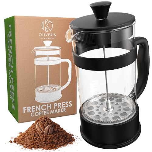 Oliver's Kitchen ® Premium French Press Kaffeemaschine – Glas – 1 Liter (Black, 1 Liter) von Oliver's Kitchen