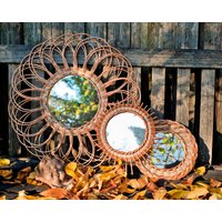 3Er Kollektion Rattan Spiegel - Sunburst Boho -Boho Home Decor-Vintage Stil Wandspiegel von OliverBDesign