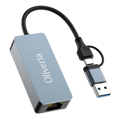 Oliveria 2.5G USB LAN Adapter, 2-IN-1 USB-C Ethernet Verkabelter Netzwerkadapter 100/1000/2500Mbps LAN Adapter für iPad, iPhone, MacBook, Tablet Oliveria 2.5G USB LAN Adapter, 2-IN-1 USB-C Ethernet Verkabelter Netzwerkadapter 100/1000/2500Mbps LAN Adapter für iPad, iPhone, MacBook, Tablet von Oliveria