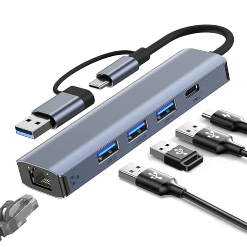 Oliveria USB Type-C auf Ethernet Adapter, Gigabit RJ45 LAN 1000 Mbit/s Netzwerkadapter mit 3 *U-SB 3.0 & USB Type-C Ports, USB-C auf Ethernet Adapter für Windows XP/MAC/Linux/Chromebook Oliveria USB Type-C auf Ethernet Adapter, Gigabit RJ45 LAN 1000 Mbit/s Netzwerkadapter mit 3 *U-SB 3.0 & USB Type-C Ports, USB-C auf Ethernet Adapter für Windows XP/MAC/Linux/Chromebook von Oliveria