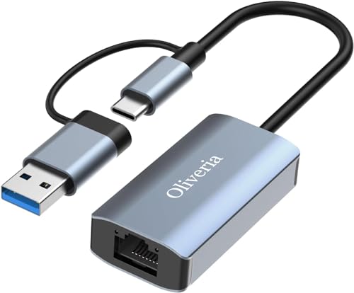 USB-C auf Ethernet Adapter - USB 3.0 auf RJ45 Gigabit Ethernet LAN 1000 Mbps Netzwerkadapter für Windows/Mac/Linux USB-C auf Ethernet Adapter - USB 3.0 auf RJ45 Gigabit Ethernet LAN 1000 Mbps Netzwerkadapter für Windows/Mac/Linux von Oliveria