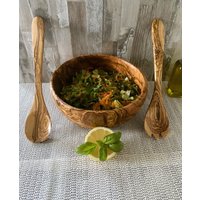 Olivenholz Salat Schüssel Set Mit Holz Löffel Und Gabel | Bestellen Sie Jetzt von OlivewoodEra