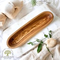 Schale Aus Olivenholz | Perfekt Zum Servieren Von Oliven, Baguette, Snacks Etc. 30 cm von OlivewoodShopDE