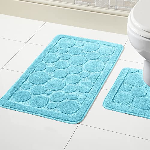 Olivia Rocco 2-teiliges Set aus Badematte & WC-Vorleger, rutschfestes Badezimmer-Set, Cali Bubbles, aqua, Bath Mat 50 x 80 cm, Pedestal Mat 50 x 50 cm von Olivia Rocco