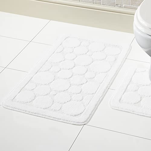 Olivia Rocco 2-teiliges Set aus Badematte & WC-Vorleger, rutschfestes Badezimmer-Set, Cali Bubbles, weiß, Bath Mat 50 x 80 cm, Pedestal Mat 50 x 50 cm von Olivia Rocco