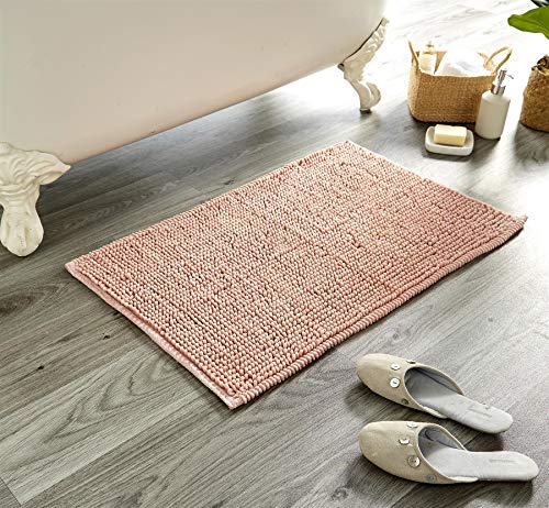 Olivia Rocco Badematte, einfarbig, superweich, Hochflor, schwer, Micro-Bommel, Badematte, Badezimmer, Duschmatte, 50 x 80 cm, Rosa von Olivia Rocco