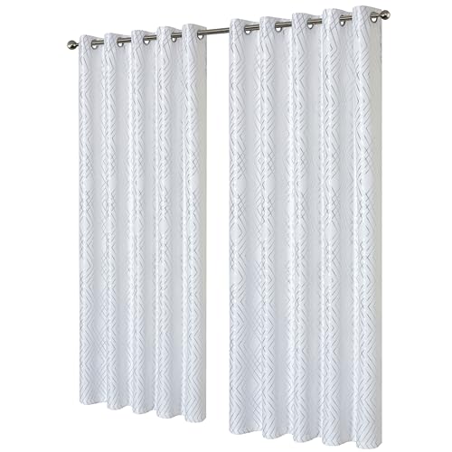 Olivia Rocco Geo Glitzernde Verdunkelungsvorhänge, weich, wärmeisoliert, Ringösenvorhang, geometrisches Muster, für Wohnzimmer, Schlafzimmer, Vorhänge, Fenster, 2 Paneele, Heimdekoration, Weiß, 168 x Olivia Rocco Geo Glitzernde Verdunkelungsvorhänge, weich, wärmeisoliert, Ringösenvorhang, geometrisches Muster, für Wohnzimmer, Schlafzimmer, Vorhänge, Fenster, 2 Paneele, Heimdekoration, Weiß, 168 x von Olivia Rocco