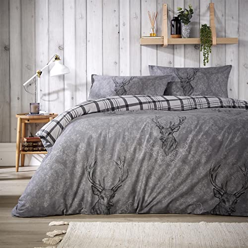 Olivia Rocco Hirsch-Bettbezug-Set, gemütliches Highland-Baumwollreich, Bettbezüge, wendbar, kariert, Premium-Bettwäsche-Sets, Doppelbett, Grau Olivia Rocco Hirsch-Bettbezug-Set, gemütliches Highland-Baumwollreich, Bettbezüge, wendbar, kariert, Premium-Bettwäsche-Sets, Doppelbett, Grau von Olivia Rocco