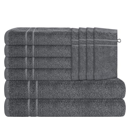 Olivia Rocco Maris Handtuch-Set, Badetücher, 2 Badetücher, 4 Handtücher und 4 Handschuhe, Baumwolle, Hotelqualität, weich und super saugfähig, Anthrazit, 10 Stück Olivia Rocco Maris Handtuch-Set, Badetücher, 2 Badetücher, 4 Handtücher und 4 Handschuhe, Baumwolle, Hotelqualität, weich und super saugfähig, Anthrazit, 10 Stück von Olivia Rocco
