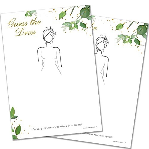 Guess The Dress - Brautdusche Junggesellinnenabschied-Spiel - Botanicals Design - inkl. Gewinnerzertifikat, 20 Stück von Olivia Samuel