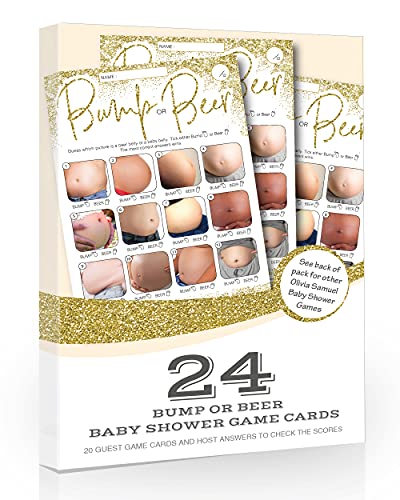 24 x Bier oder Baby Spiel für Baby Shower Party von Olivia Samuel (Gold Glitter Effect) von Olivia Samuel