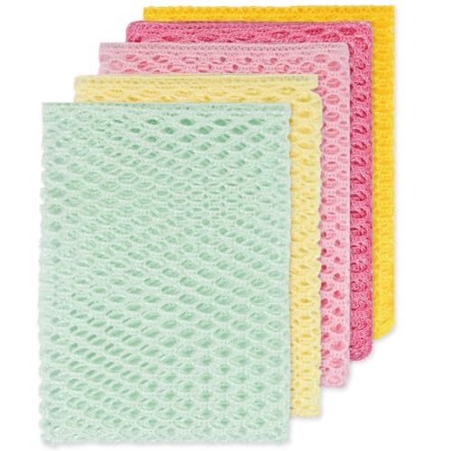 OliviaTree Innovatives Geschirr-Wäschenetz, Topfreiniger, 100% geruchsfrei, schnell trocknend, perfekter Schrubber zum Geschirrspülen, 27,9 x 27,9 cm, 5 Stück von Olivia tree