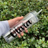 16 Unzen Personalisierter Dünner Acrylbecher Mit Deckel Und Strohhalm - Benutzerdefinierte Wasserflasche Doppelwandiger Wasserbecher von OliviaGracePaper