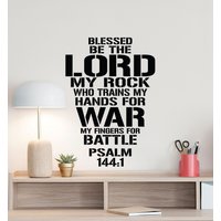 Gesegnet Sein Der Herr Wand Aufkleber Psalm 144 Poster Religiöse Zeichen Haus Zitat Kirche Vinyl Gebet Geschenk Christian Dekor Wandkunst 5-35 von OliviaTalkingWalls