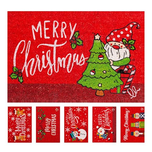 OLIVO.shop Fußmatte Weihnachten Eingang, Weihnachtsfußmatten aus natürlicher Kokosfaser, Weihnachtsteppich, Weihnachtsteppiche 40 x 60 cm Christmas Fußmatte (GNOMES TREE) von Olivo Tappeti