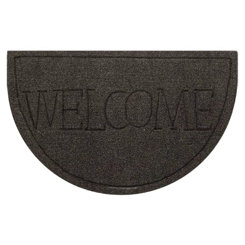 OLIVO.shop Fußmatte für den Außenbereich, Halbmond, 40 x 65 cm, rutschfester Eingang, halbmondförmiger Teppich für den Außenbereich, Teppich, waschbar, Quick ML (dunkelgrau, 40 x 65 cm, Welcome) von Olivo Tappeti