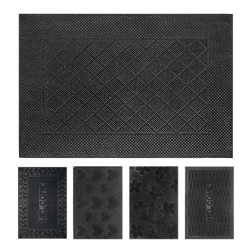 OLIVO.shop Fußmatte für den Außenbereich aus Gummi, 40 x 60 cm, rutschfest, wetterfest, waschbarer Teppich für den Außenbereich, schmutzabweisend, weich, Blatt (Rombi) von Olivo Tappeti