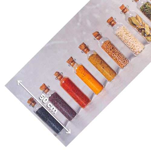 OLIVO.shop - JOKE Küchenteppich rutschfest waschbar, Gummiteppich schmutzabweisend, Läufer für moderne Küche, Flur nach Maß erhältlich (KITCHEN BOTTLES, 50 x 380 cm) von Olivo Tappeti