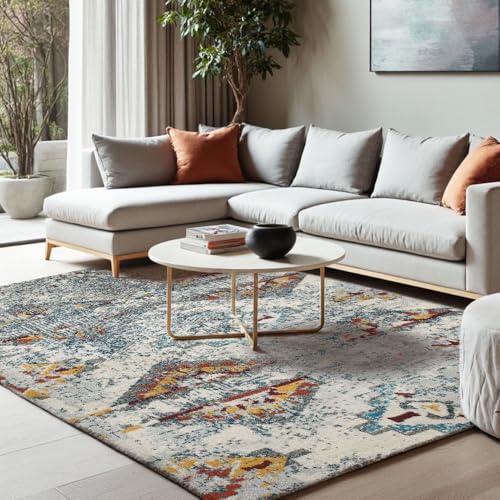 OLIVO.shop Moderner Teppich für Wohnzimmer, Kurzflor, Teppiche für Schlafzimmer, Esszimmer und Arbeitszimmer, Wohnzimmer, verschiedene Größen, rechteckig, Art Masai Farben (150 x 220 cm) von Olivo Tappeti