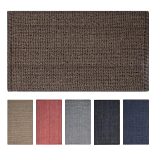 OLIVO.shop Rutschfester Badezimmerteppich aus Chenille | saugfähige Badematte | Baumwollteppich | Corn (Braun, 60 x 120 cm) von Olivo Tappeti