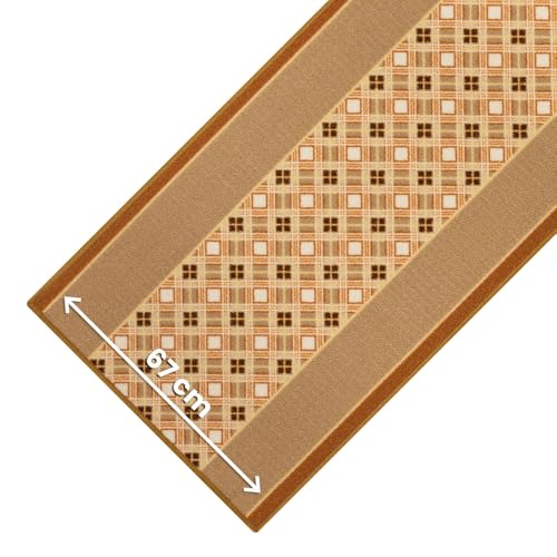 OLIVO.shop Teppichläufer, langer Läufer für Innentreppen, rutschfester Mehrzweck-Teppich für Flur, Treppenläufer, Meterware, Flurteppich, Breite 67 cm, OLIMPO (TARTAN BEIGE, 0,67 x 5 m) von Olivo Tappeti