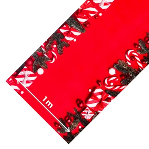 OLIVO.shop Weihnachtsteppich, Läufer für Innen- und Außenbereich, roter Teppichläufer, Weihnachten, Meterware, 1 Meter breit, für Veranstaltungen und Weihnachtseinrichtungen JINGLE ROLL (Geschenk, 4 von Olivo Tappeti