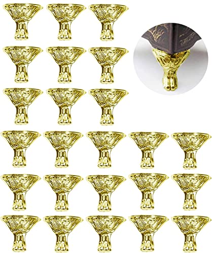 Olldag 24 PCS Antikes Messing Kastenbeine Füße für Holzkiste Schmuck Truhe Aufbewahrungsecke, Schutz Zinklegierung zum Prägen Holz Gehäuse Dekor Gehäuse, Schränke (Gold) von Olldag