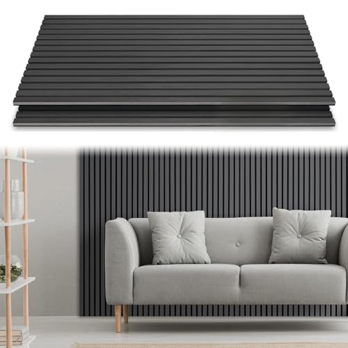 Ollewiellan Akustikpaneele 1.44㎡ 2er Wandpaneele Holz Grau und Filz 120x60CM Holzpaneele,Wandverkleidung holz für Studio und Zuhause Innenwanddekoration –Wandpaneele Grau von Ollewiellan