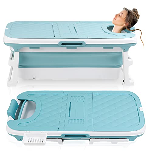 Ollewiellan Faltbare Badewanne Erwachsene XXL, 149x60x50cm klappbare mobile Badewanne mit Abdeckung Klappbadewanne, Leicht zu lagern, Erwachsener foldable bathtub mit Korb für Badezimmer, Dusche von Ollewiellan