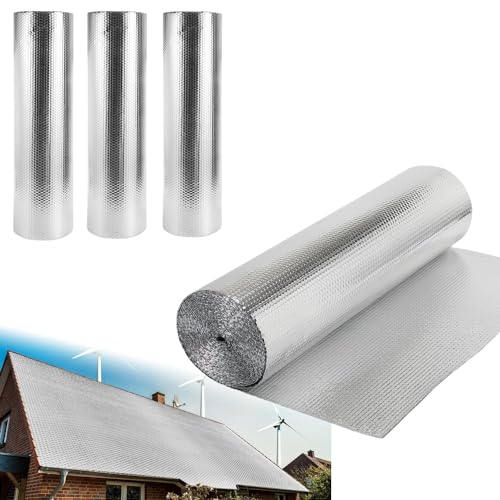 Ollewiellan Isolierfolie 1M X 40M Reflexionsfolie Heizung 40㎡ thermofolie Alu-Luftpolsterfolie Dämmfolie Isolierung für Wohnmobile Abstellräume Garagen Fenster Dächer Gewächshäuser von Ollewiellan