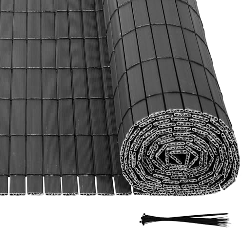 Ollewiellan PVC Sichtschutzmatte 80x500 cm, Sichtschutz Garten Windschutz, Balkon Sichtschutz Sonnenschutz, Garten Sichtschutz mit W-förmiger Interner Verstärkung, mit Kabelbinder,Grau von Ollewiellan