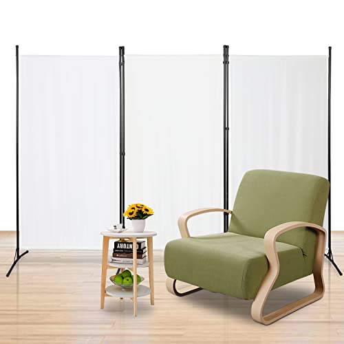 Ollewiellan Paravent 260x180cm 3 Teilig, Trennwand Raumteiler Paravent Raumteiler Stehend Faltbar,Innen Sichtschutz Freistehend,Room Divider aus Stahl und Polyester（Beige） von Ollewiellan