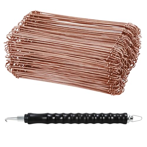 Ollewiellan Rödeldraht Ø1,0 x 140 mm, Betonbindedraht (1000 Stk). Drillapparat Driller Rostfreier & Langlebiger Drahtbinder Hohe Qualität Drilldraht Ösendraht Drill Draht Bindedraht Betondraht copper von Ollewiellan