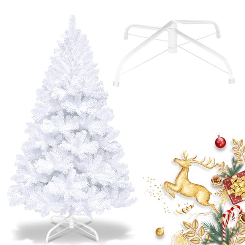 Ollewiellan Weihnachtsbaum künstlich 180cm Künstlicher Weihnachtsbaum 770 Spitzen Plastik Tannenbaum unechter,Natur Christbaum Feuerresistent inkl.Robuste Ständer,Weiß von Ollewiellan
