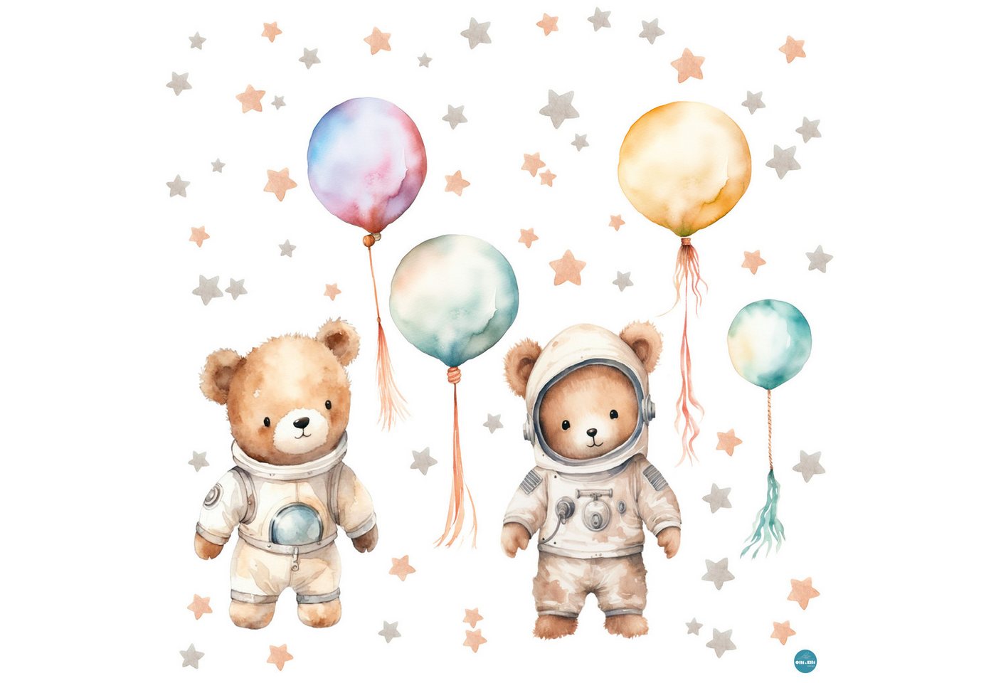 Olli&Elli.design Wandsticker Bär Astronaut mit bunten Ballons, Rückstandslos abziehbar, Selbstklebend Olli&Elli.design Wandsticker Bär Astronaut mit bunten Ballons, Rückstandslos abziehbar, Selbstklebend von Olli&Elli.design