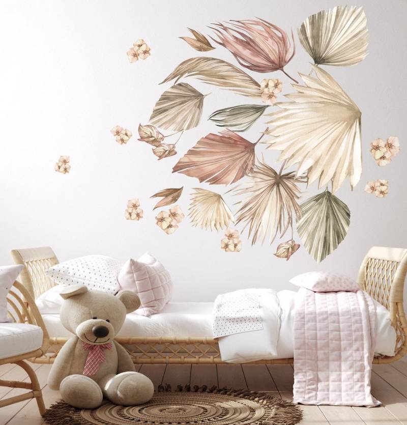 Olli&Elli.design Wandtattoo Boho Blätter für Kinderzimmer, Blumen, Tropischen Blätter, Rückstandslos abziehbar, Selbstklebend von Olli&Elli.design