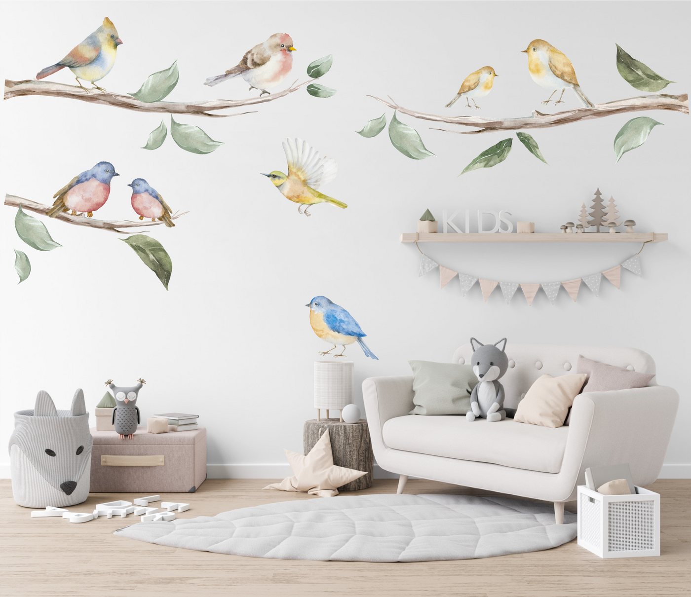 Olli&Elli.design Wandtattoo Bunte Vogel auf dem Ast für Kinderzimmer, Rückstandslos abziehbar, Wasserbasierte Farbe Olli&Elli.design Wandtattoo Bunte Vogel auf dem Ast für Kinderzimmer, Rückstandslos abziehbar, Wasserbasierte Farbe von Olli&Elli.design